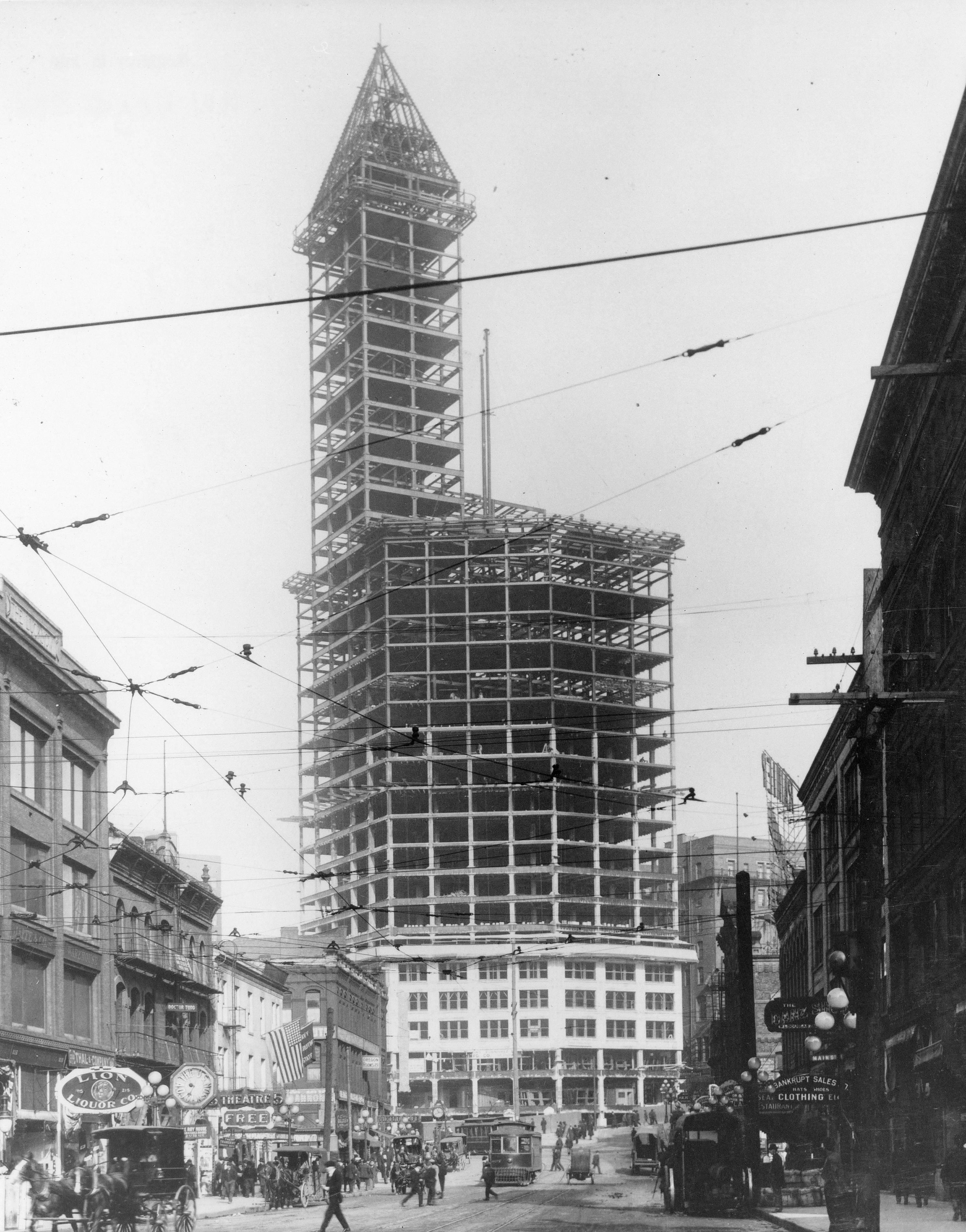High-rise steel frame construction in Seattle, the type of large project where estimating assistants support senior estimators