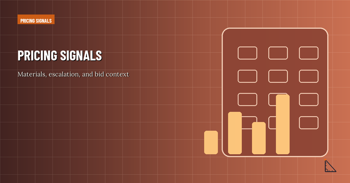 Construction material pricing signals editorial illustration